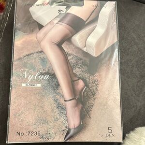 Classic Sheer Thigh-Highs in Black - Nylon
